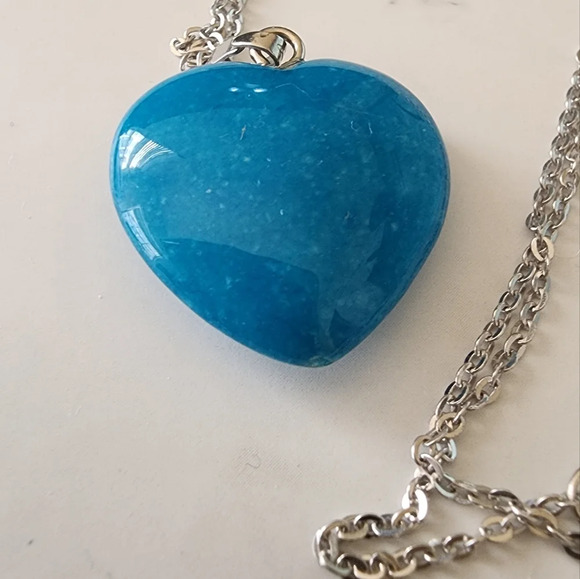 Turquoise heart pendant letter H with sterling silver chain - Picture 7 of 7